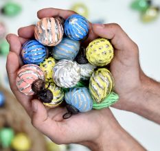 Modern Multi-Coloured Distressed Glass Christmas Hanging in Set of 25